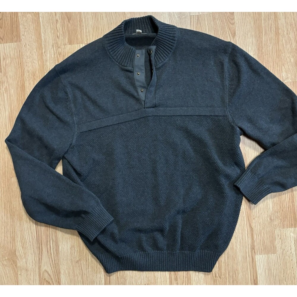 Red Head Pullover Sweater Men's 2XL Gray 1/4 Snap Henley Knit Outdoor Hunting